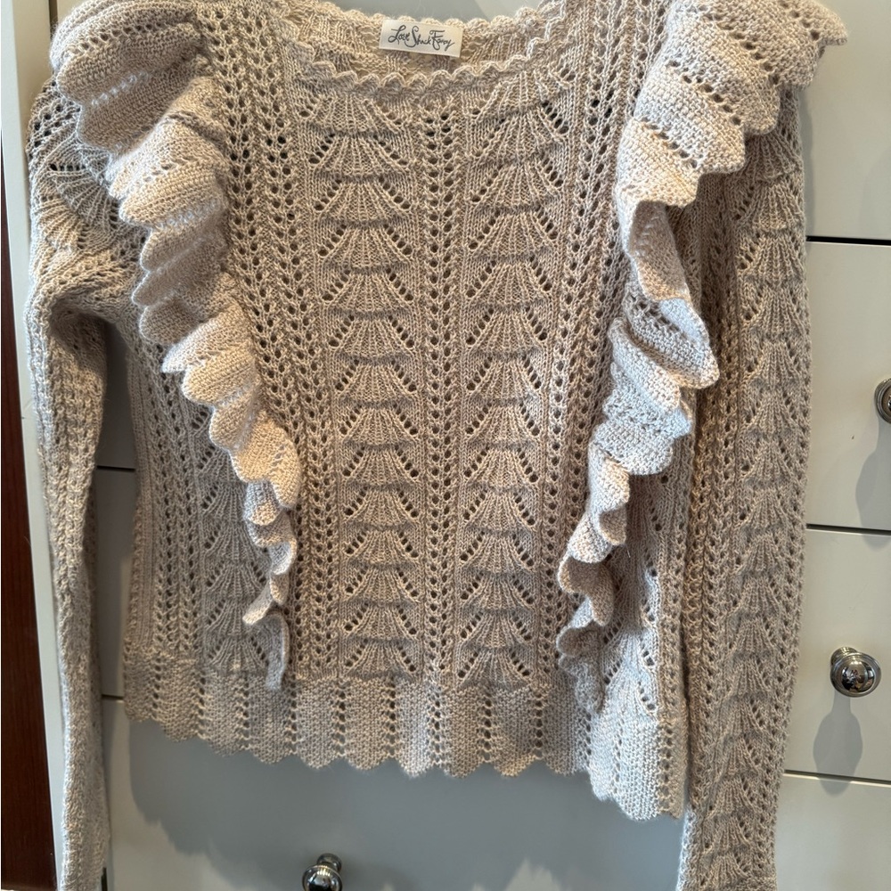 Loveshackfancy xs wool ruffle sweater baby alpaca